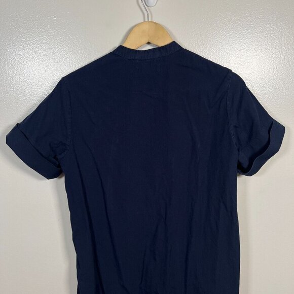 Everlane Shirt Dress Size 4 Navy Blue Cotton Band Collar Minimal Work Office - Picture 7 of 8